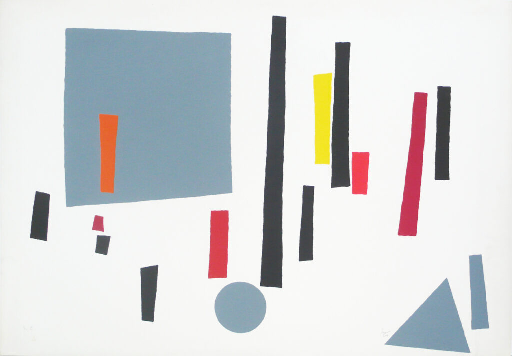 Torres y esfera, 1989, screen print, 76 x 109 cm, edition of 100