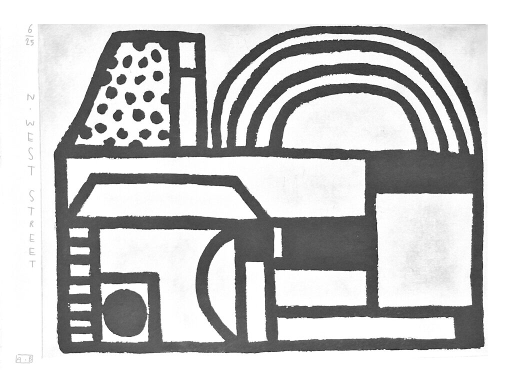 Atelier Bingo, N. West Street, original engraving, RLD Editions 2024