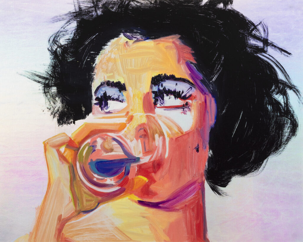 Nina Childress Édition Taylor drinking, 2026 / Signed and numbered on the back / Pigment print on Hahnemühle Photo Rag Metallic 340 gsm / 40 x 50 cm / Edition of 40 + 6 A.P.