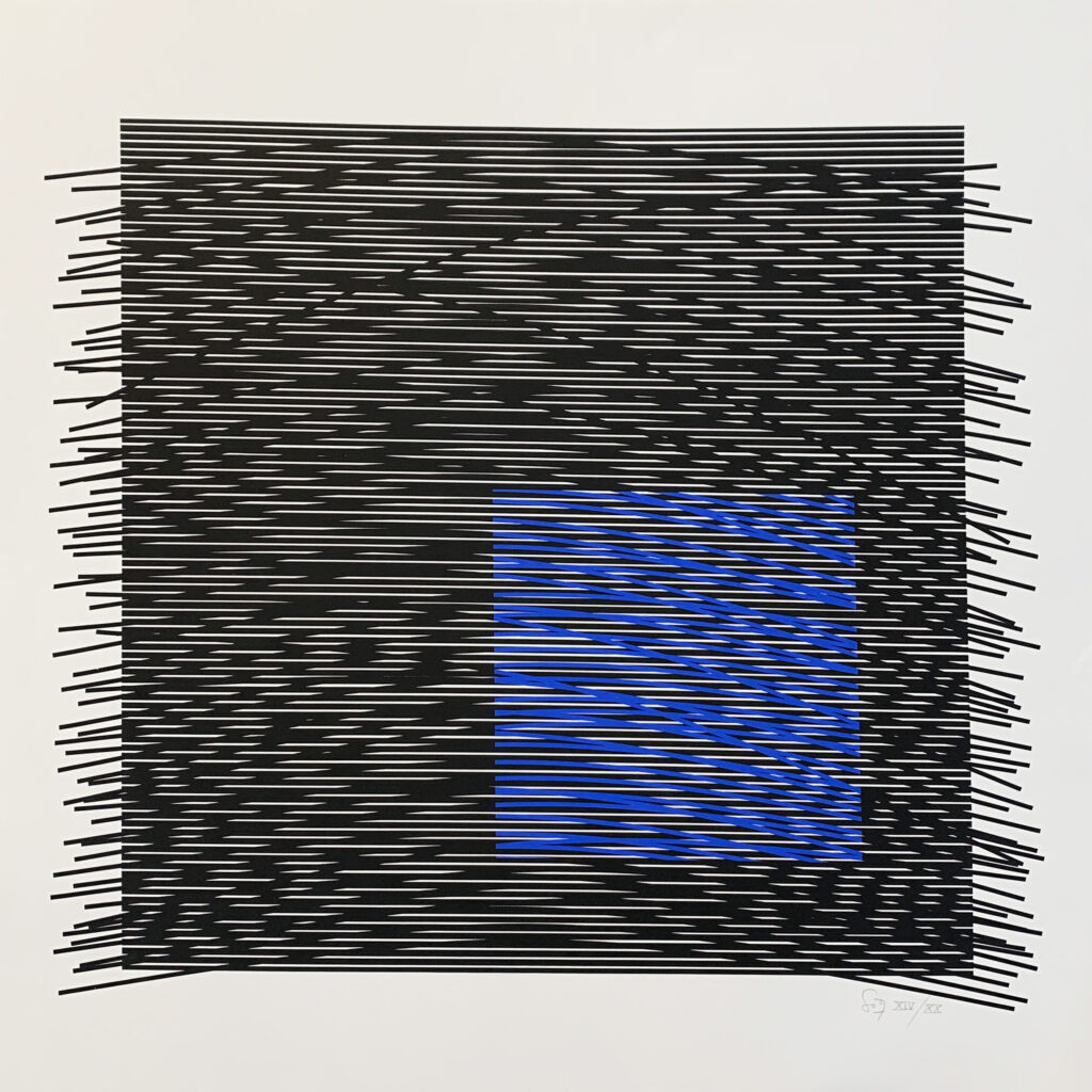 Carré virtuel bleu à droite - Screenprint on paper no. IX/XX - 60 x 60 cm - 1979