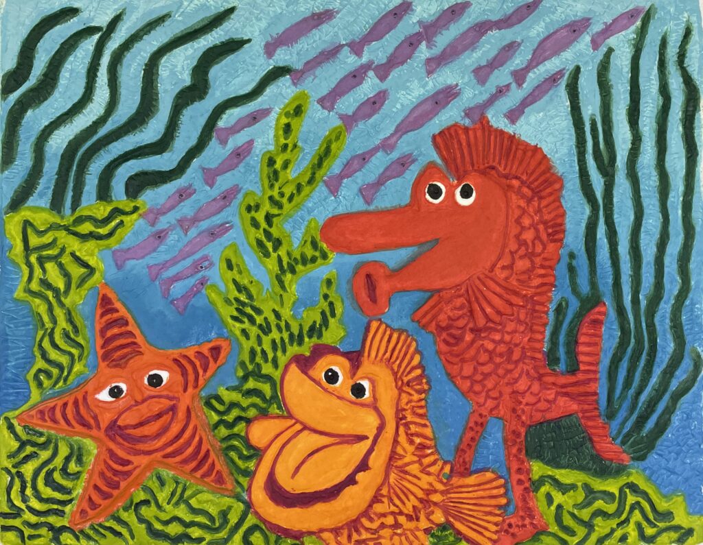 "Société sous marine", aquagravure, tirage 60 exemplaires, 62x52 cm
