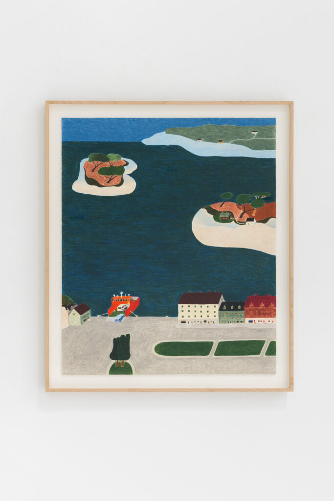 Klas Ernflo, Perch Lake (winter), watercolor pencil on paper, 2026, 90 X 75cm | 101 X 86 X 3.5 Cm (framed), courtesy Alzueta Gallery