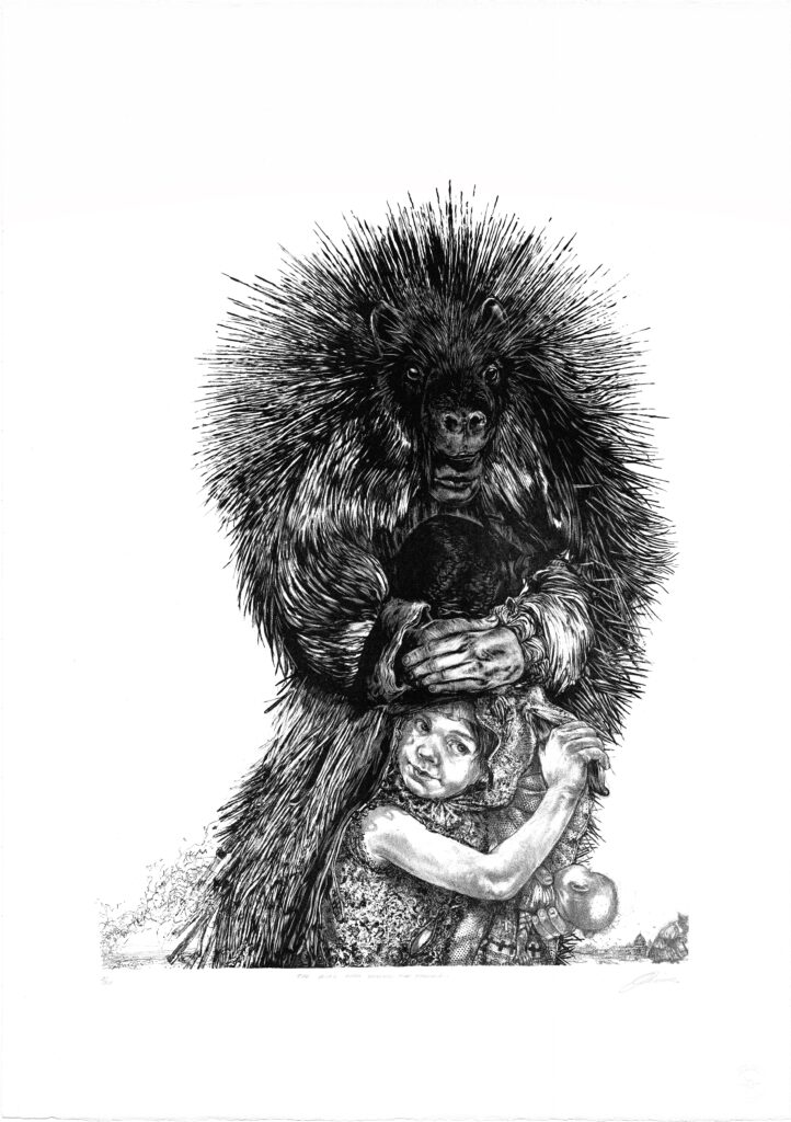 The Girl Who Started the Trouble - manière noire stone lithograph, 108 x 78 cm, edition 20